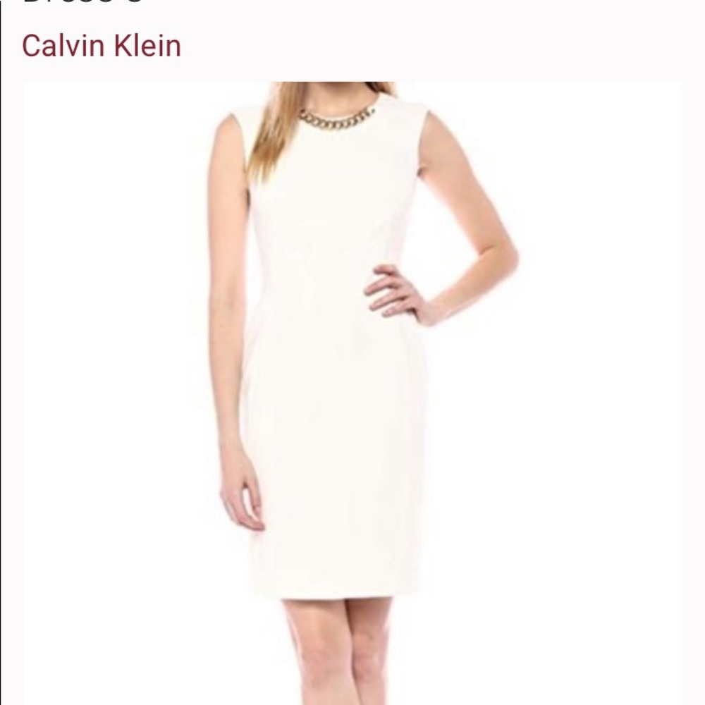 Calvin Klein Ivory Chain Sheath Dress - Size 14